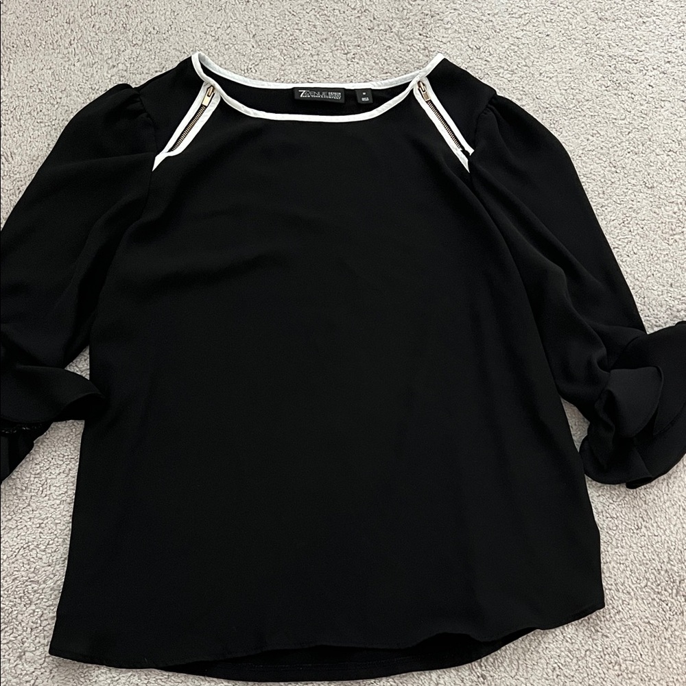 Black Women’s Blouse with Ruffle Sleeve